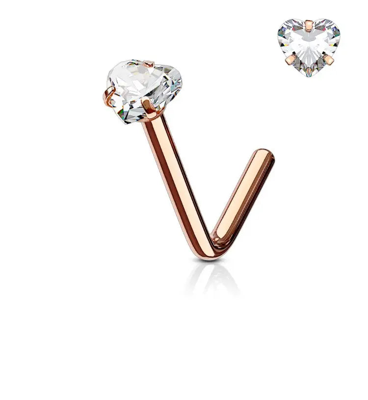 Piercing nez Cœur En Forme de L en acier inoxydable