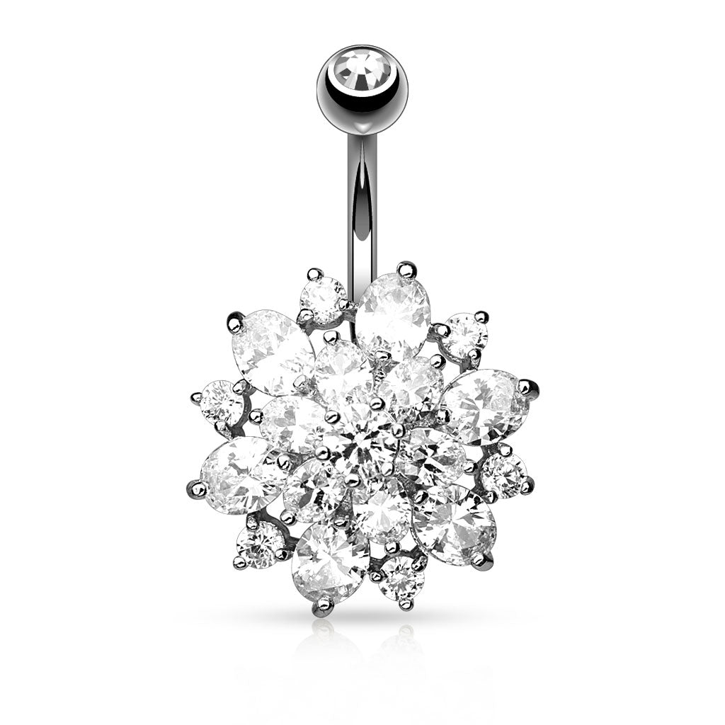 Piercing nombril Dahlia en acier chirurgical
