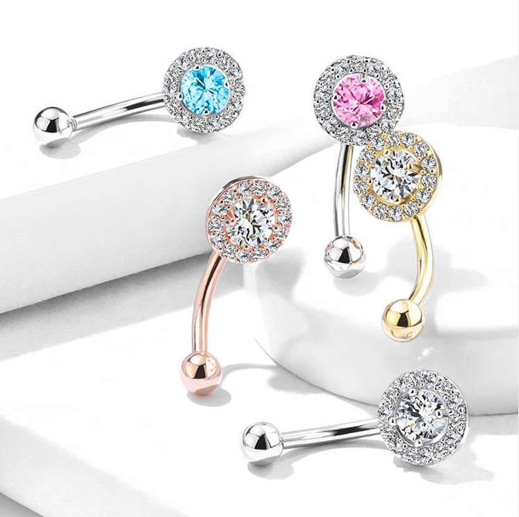 Boucle de piercing Halo doré en acier inoxydable