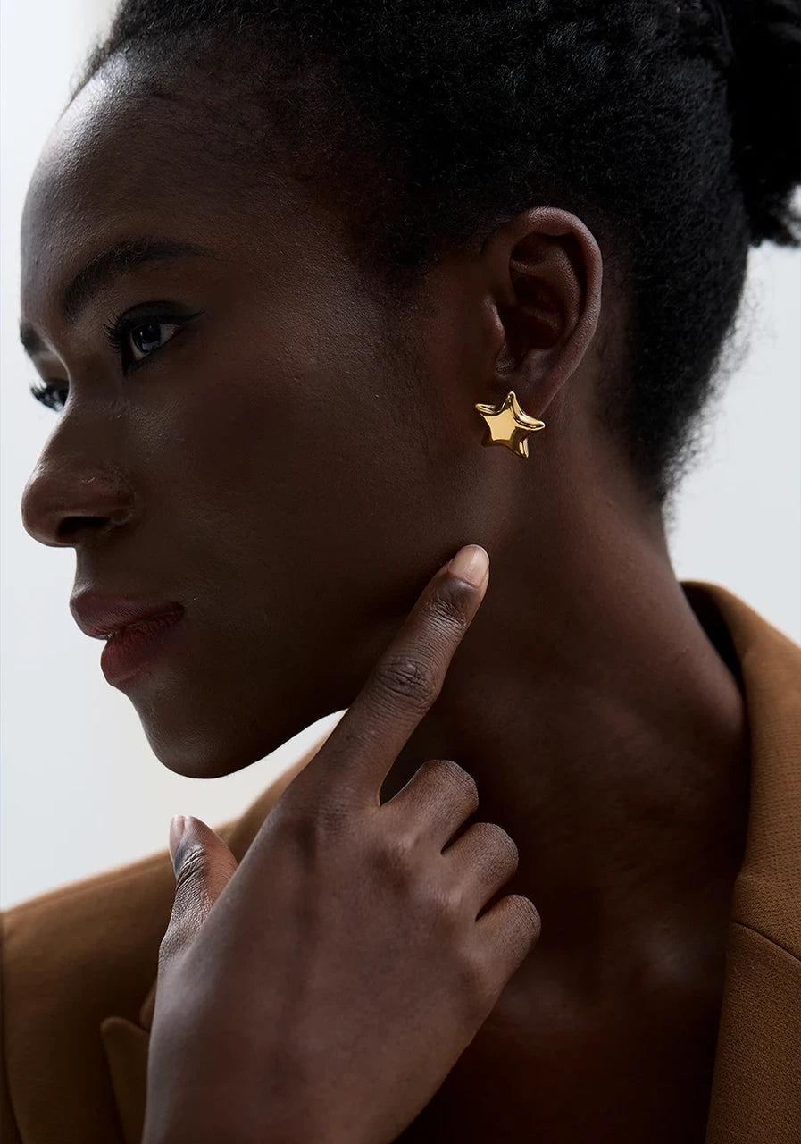 Boucles d’oreilles oversize étoile en acier inoxydable