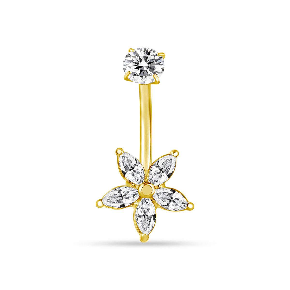 Piercing nombril Fleur de Cristal en acier chirurgical