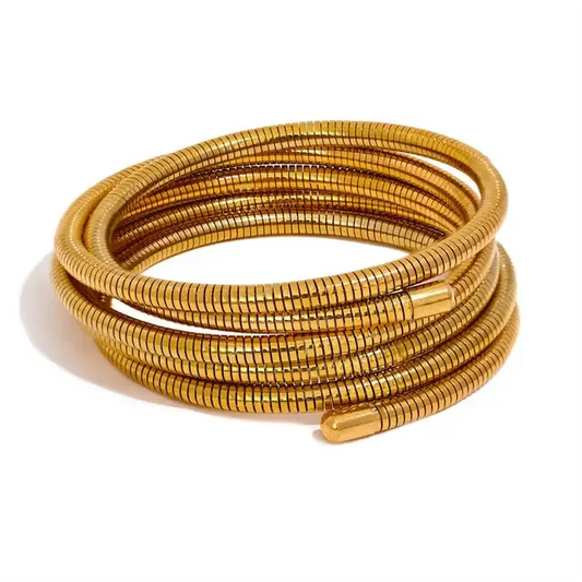 Bracelet manchette Spirale en acier inoxydable doré