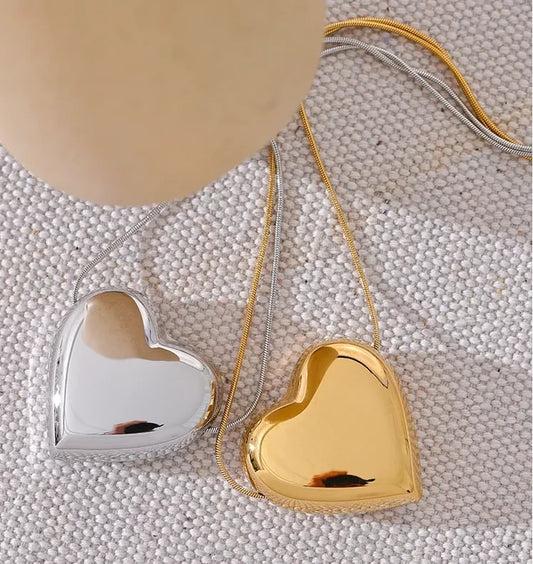 Collier Massive Heart en acier inoxydable doré