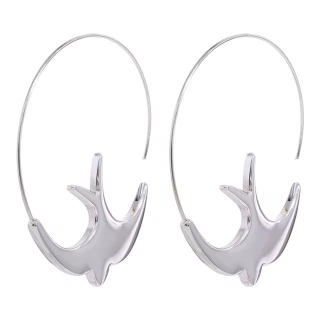 Boucles d’oreilles créoles Hirondelles en acier inoxydable