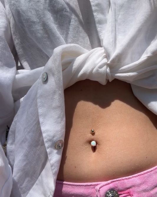 Boucle de piercing Opale boréale en acier inoxydable doré