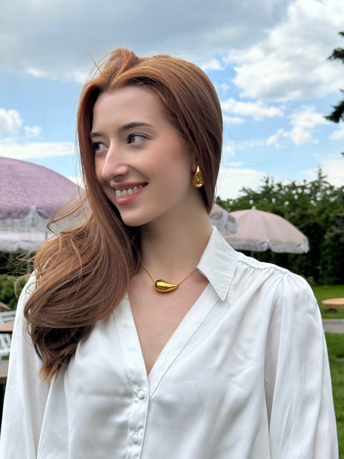 Collier Goutte en acier inoxydable doré