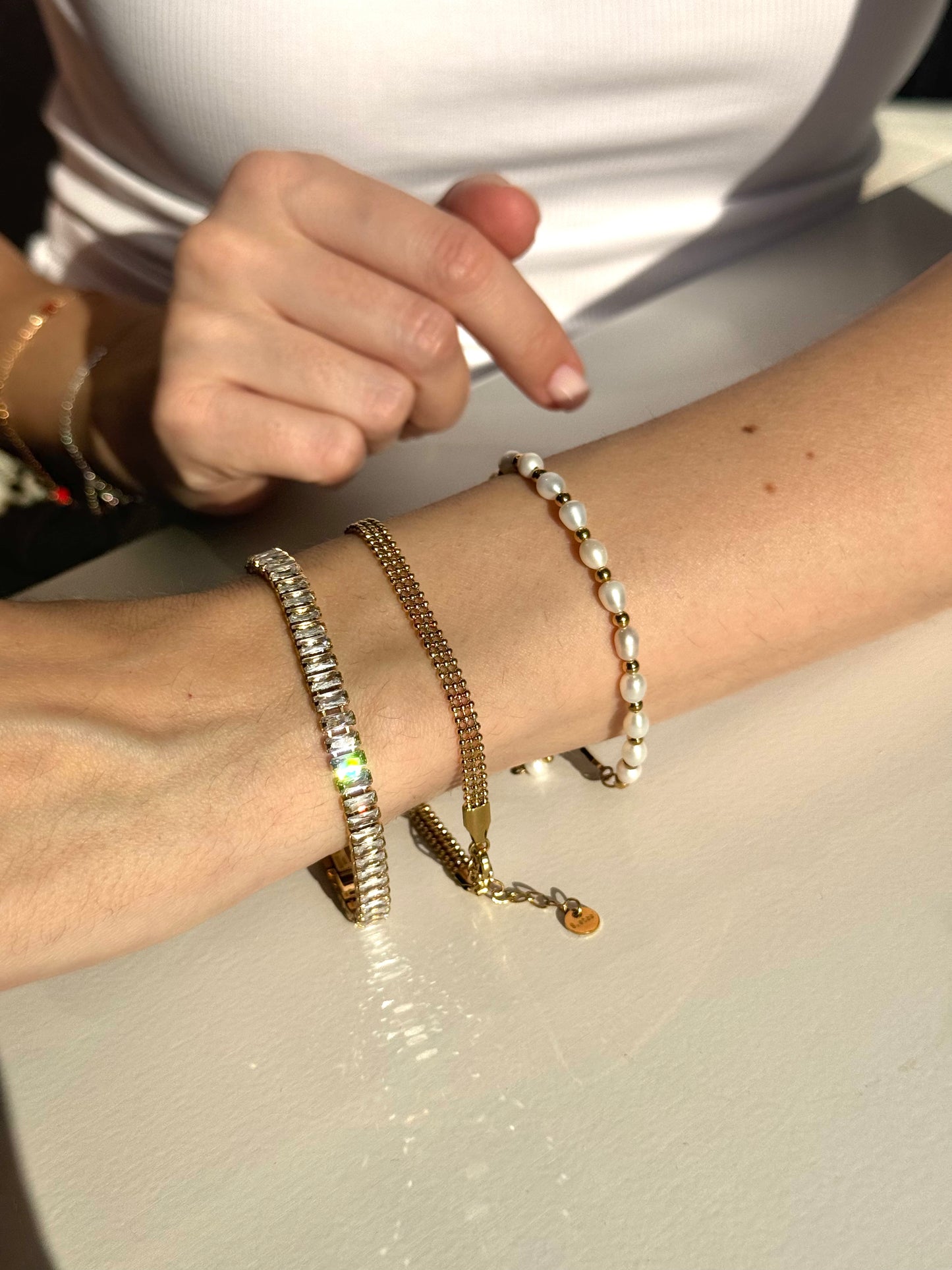 Bracelet avec perles en acier inoxydable