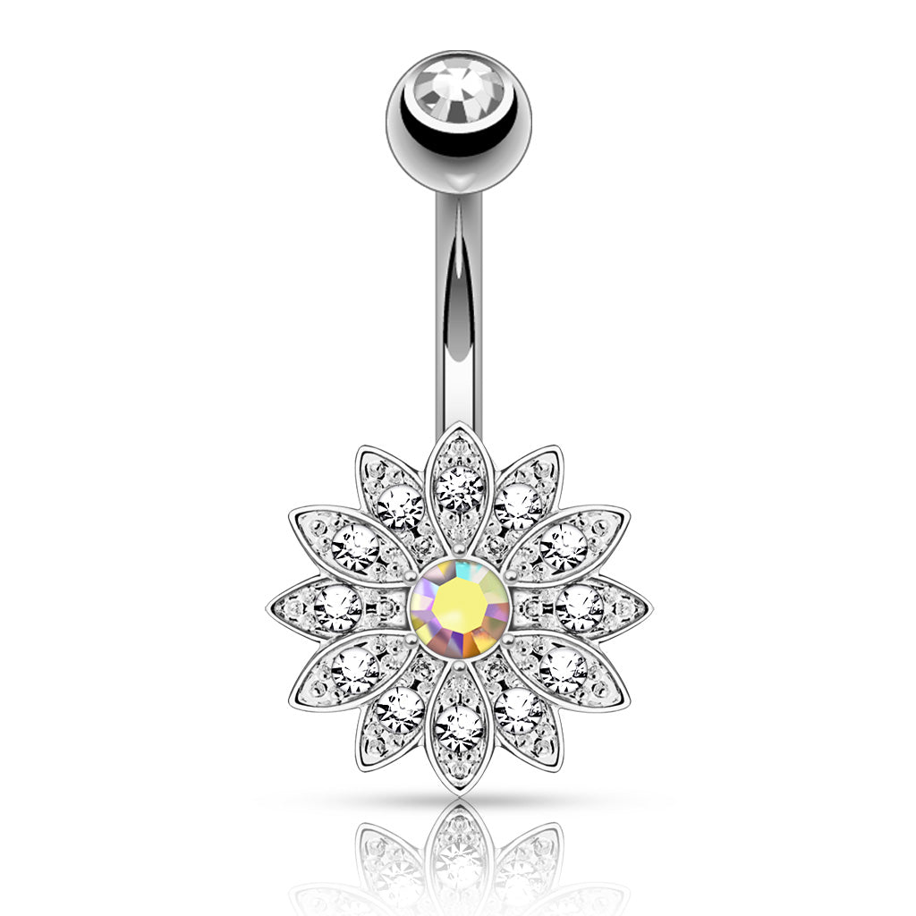 Piercing nombril Fleur en acier inoxydable doré
