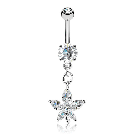Piercing nombril Lys en acier inoxydable doré