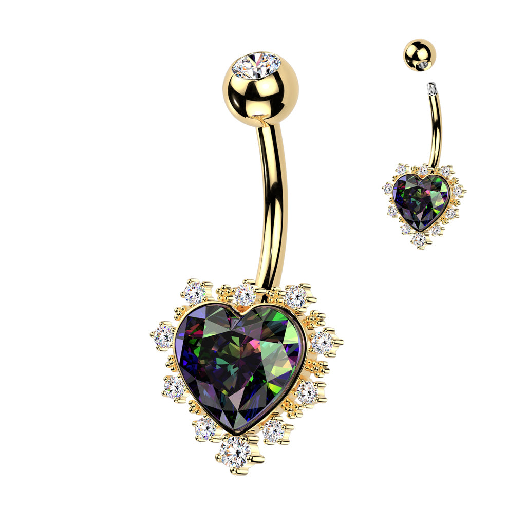 Piercing au nombril Cœur Royal en acier chirurgical