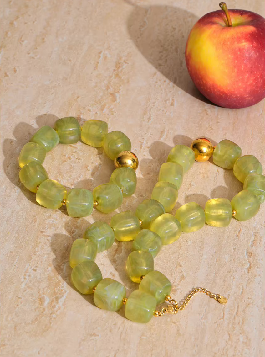 Bracelet Verde en résine et acier inoxydable doré