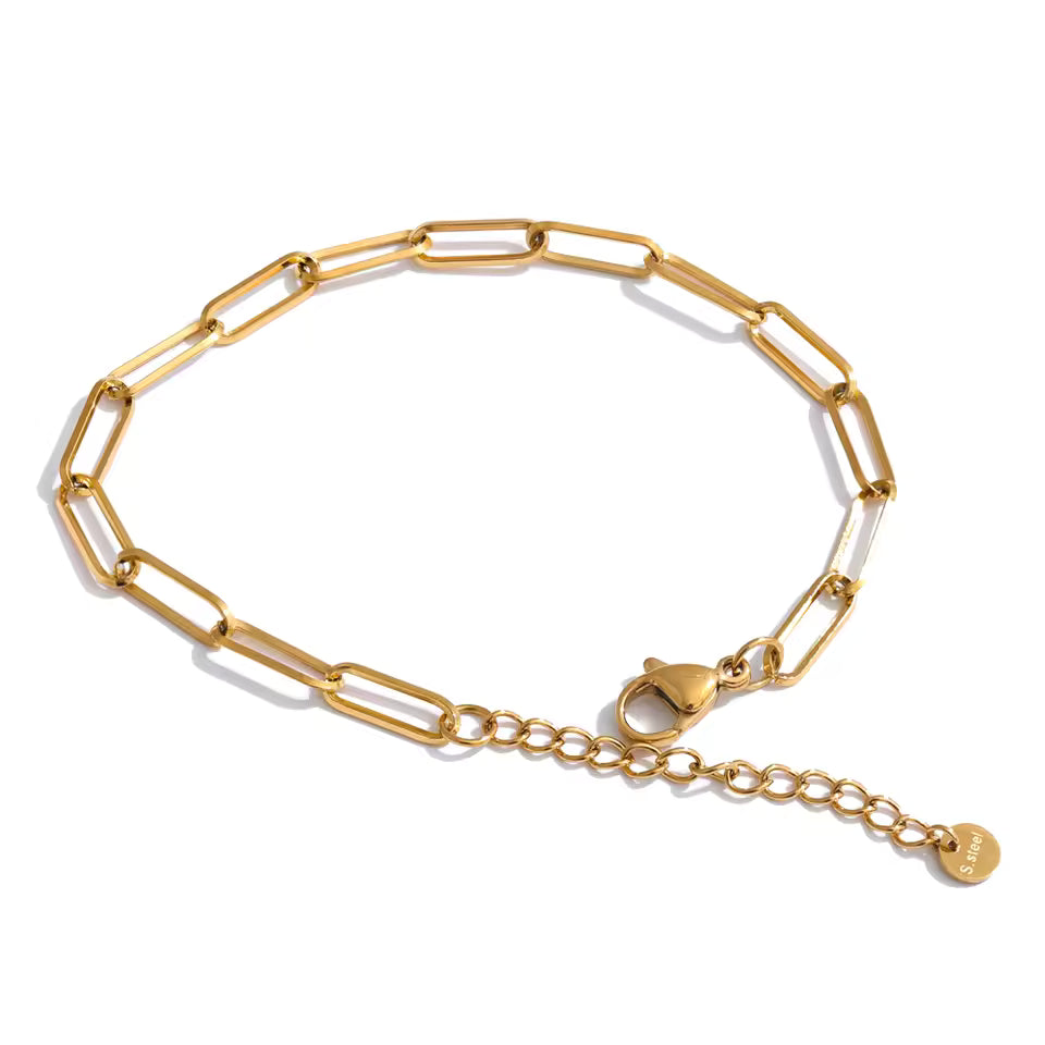 Bracelet Chaîne minimaliste en acier inoxydable doré