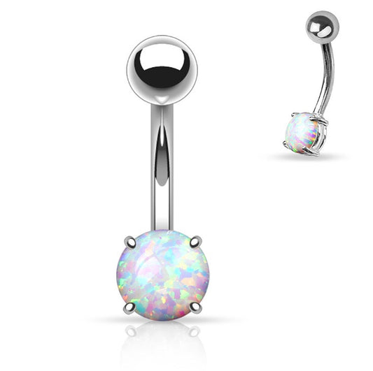 Boucle de piercing Opale blanche en acier inoxydable