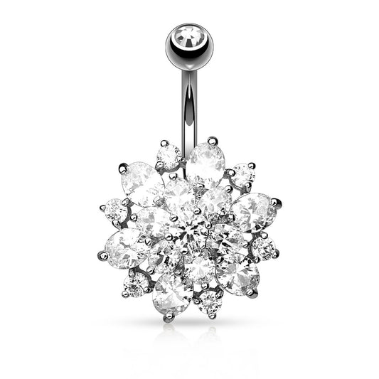 Piercing nombril Dahlia en acier chirurgical