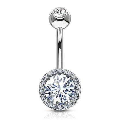 Boucle de piercing Halo scintillant en acier inoxydable