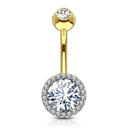 Boucle de piercing Halo doré en acier inoxydable