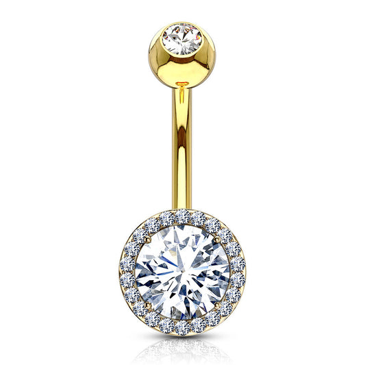 Boucle de piercing Halo doré en acier inoxydable