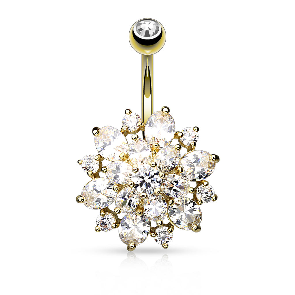 Piercing nombril Dahlia en acier chirurgical