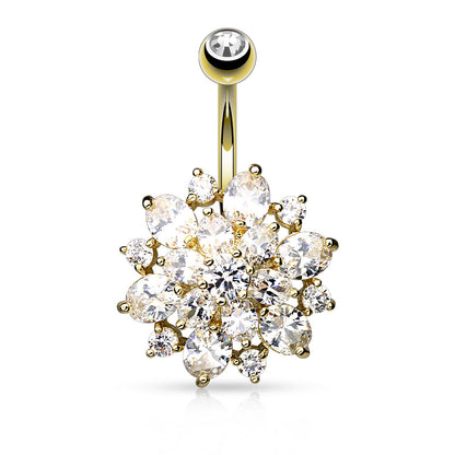 Piercing nombril Dahlia en acier chirurgical
