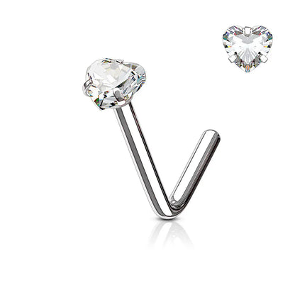Piercing nez Cœur En Forme de L en acier inoxydable