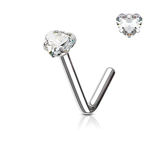 Piercing nez Cœur En Forme de L en acier inoxydable