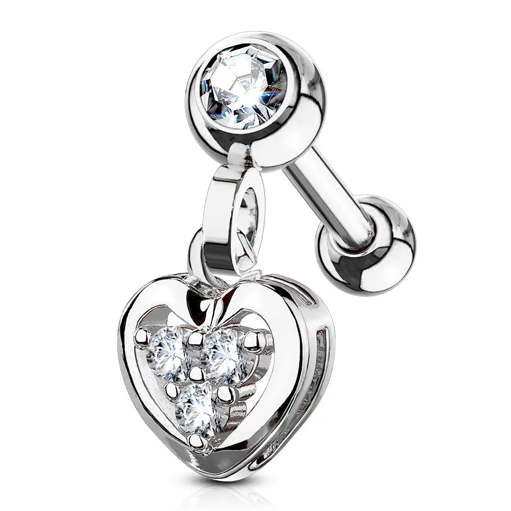 Piercing d’oreille pendentif Cœur en acier inoxydable