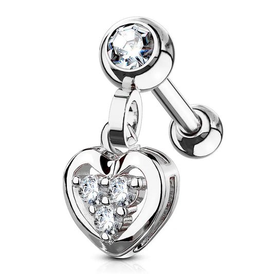 Piercing d’oreille pendentif Cœur en acier inoxydable