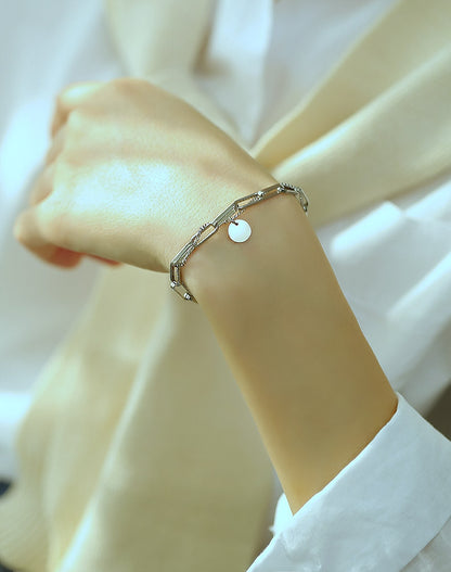 Bracelet double pour femme Deux chaînes avec pendentif médaillon
