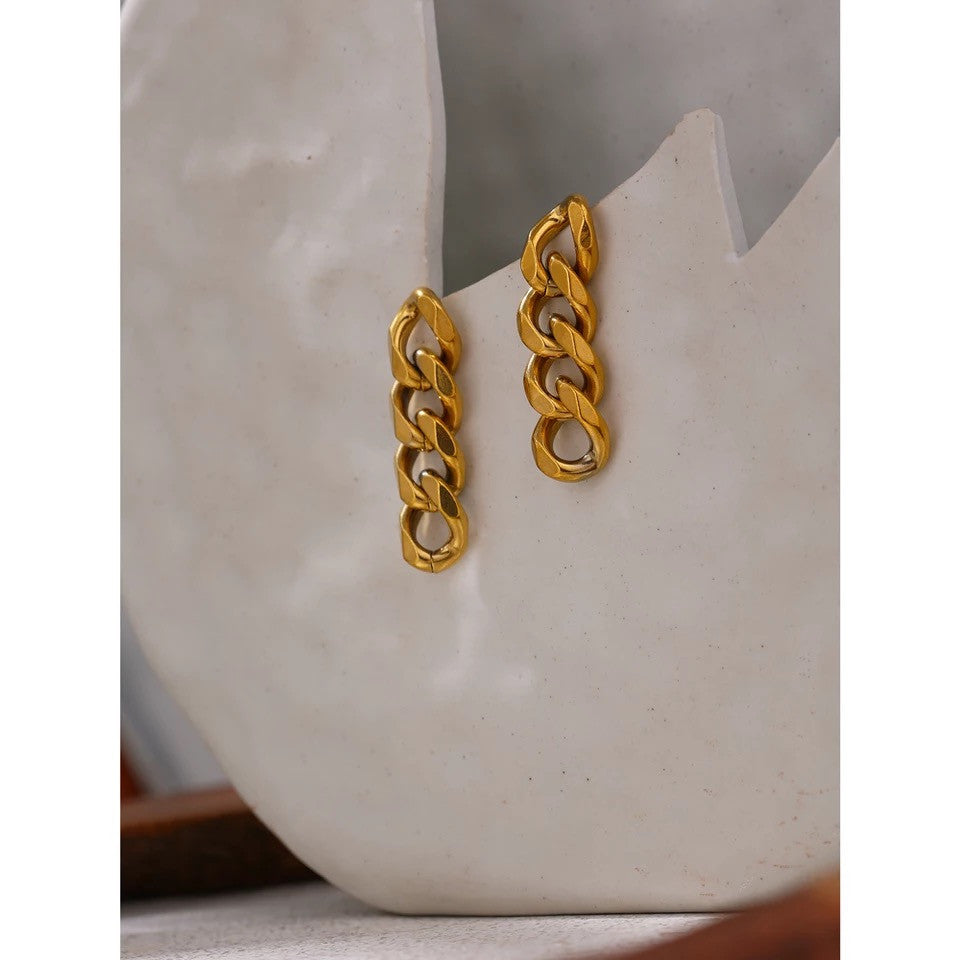 Boucles d’oreilles Chaîne Libre en acier inoxydable doré