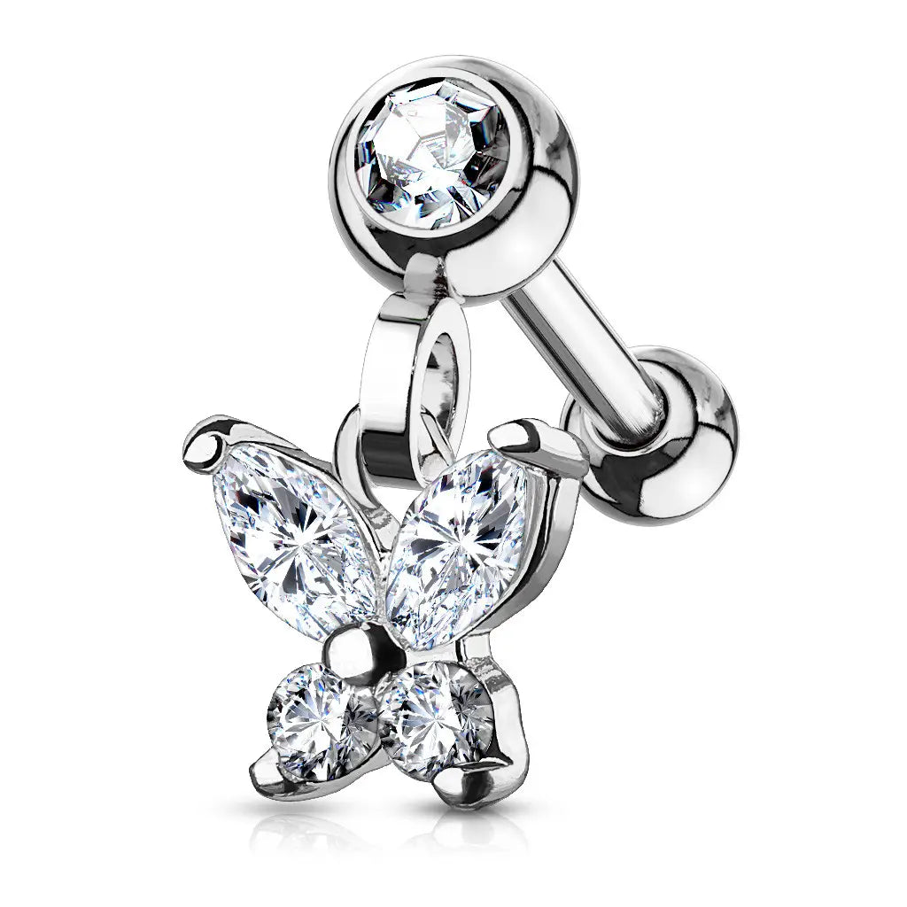 Piercing d’oreille pendentif Papillon en acier inoxydable