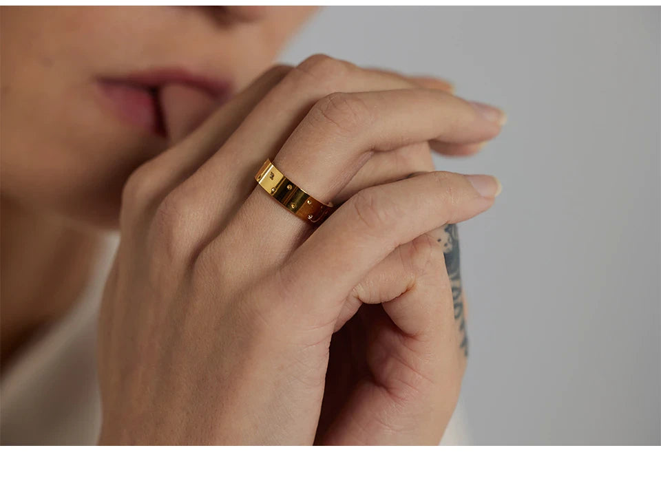 Bague Galaxie en acier inoxydable doré