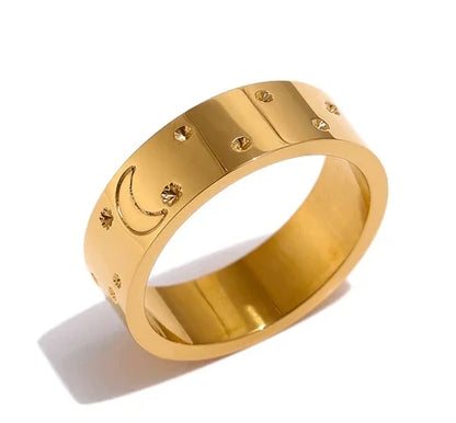 Bague Galaxie en acier inoxydable doré