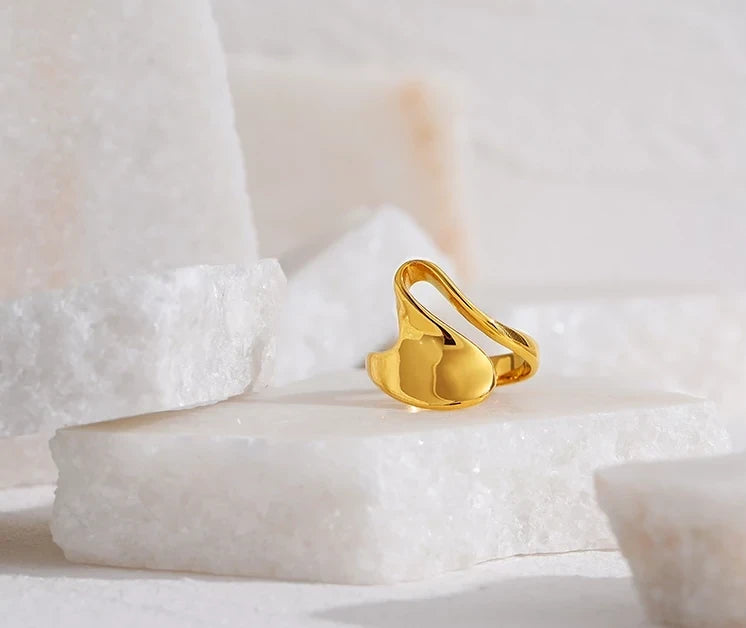 Bague Flirt ouverte en acier inoxydable doré