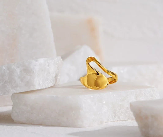 Bague Flirt ouverte en acier inoxydable doré