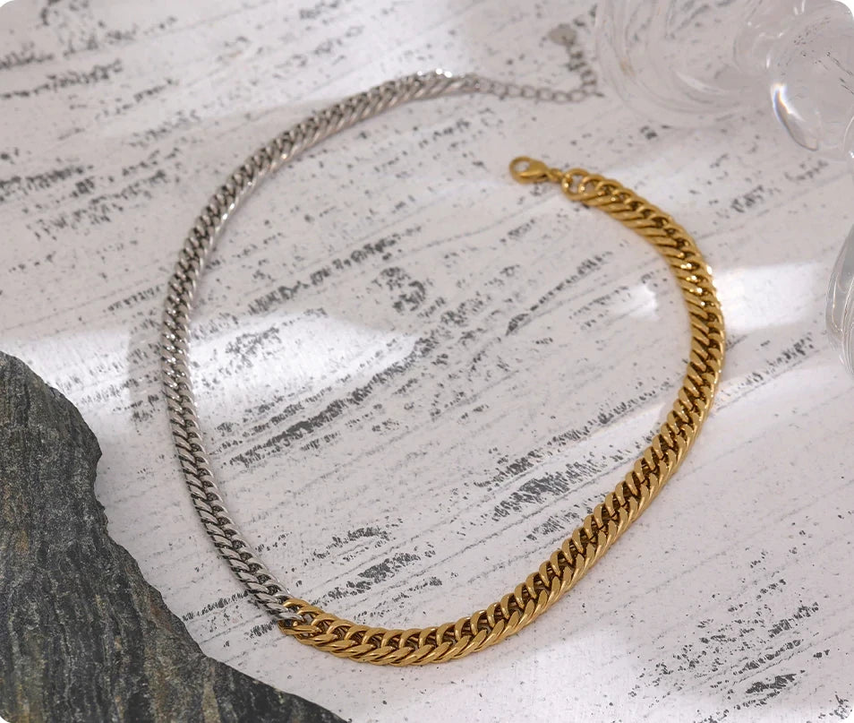 Collier Duos en acier inoxydable bicolore