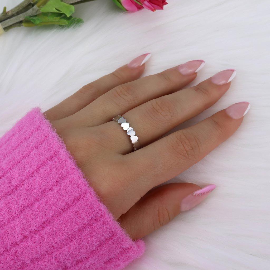 Bague Cœurs – acier inoxydable