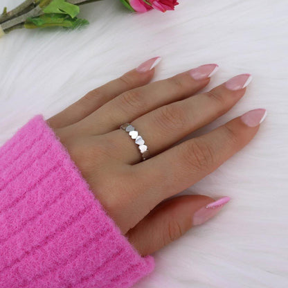 Bague Cœurs – acier inoxydable