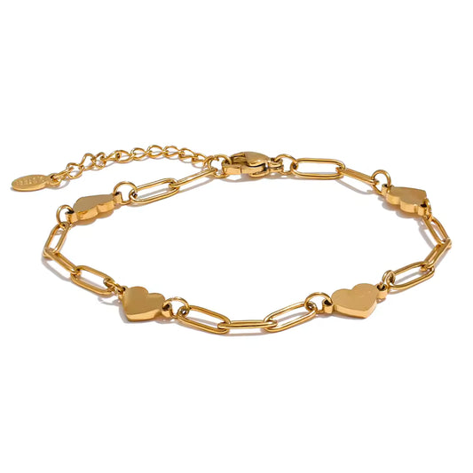 Bracelet  Cœurs Dorés en acier inoxydable