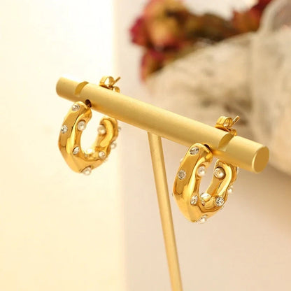 Boucles d’oreilles ores avec perles en acier inoxydable