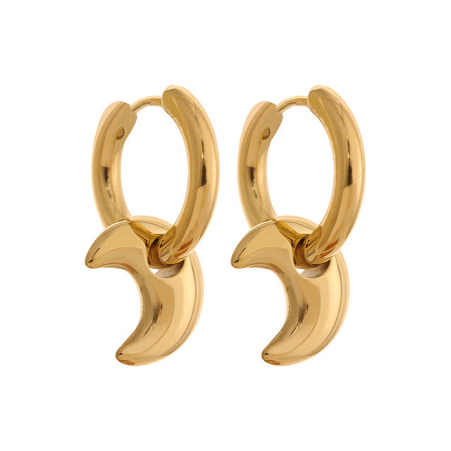 Boucles d’oreilles lune ores en acier inoxydable