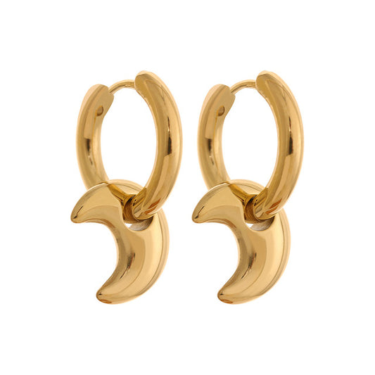 Boucles d’oreilles lune ores en acier inoxydable