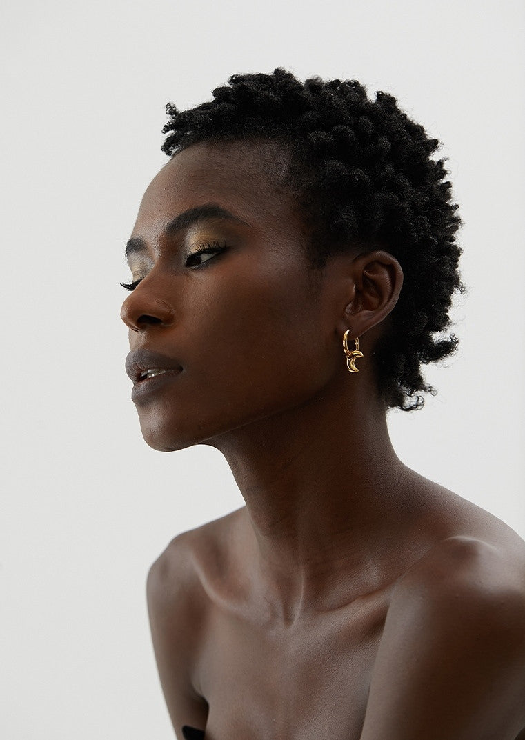 Boucles d’oreilles lune ores en acier inoxydable