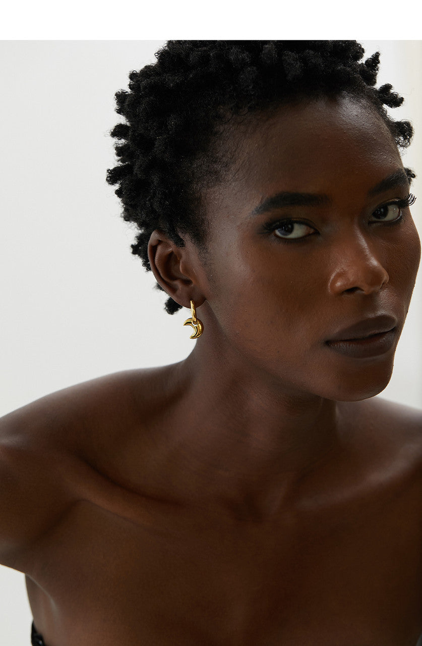 Boucles d’oreilles lune ores en acier inoxydable