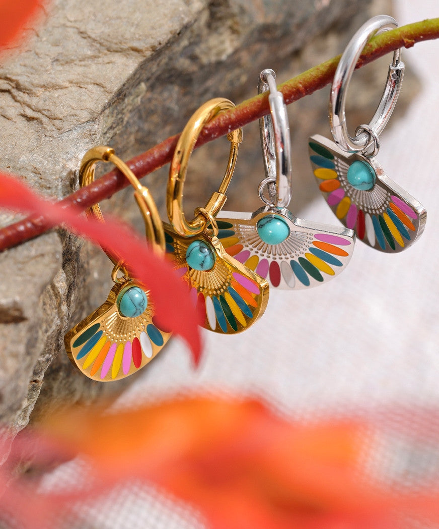 Boucles d’oreilles multicolores émaillées en acier inoxydable