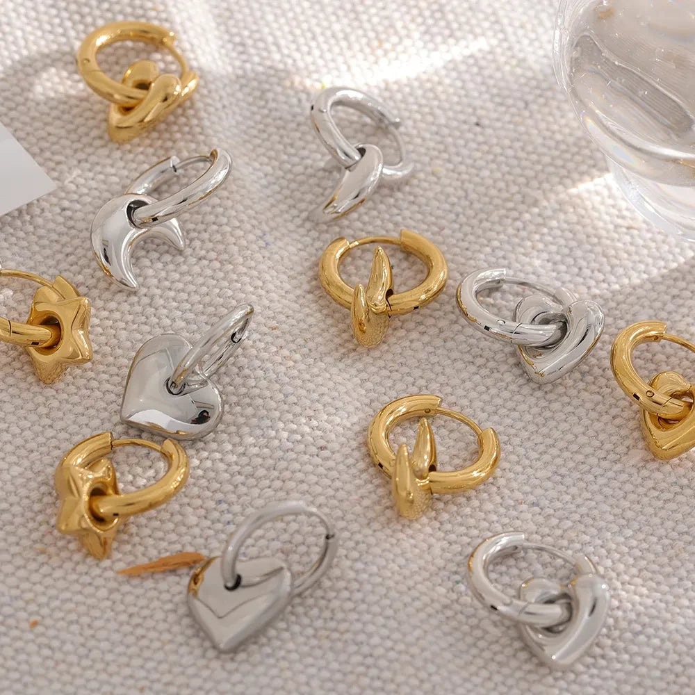 Boucles d’oreilles pendantes étoiles en acier inoxydable