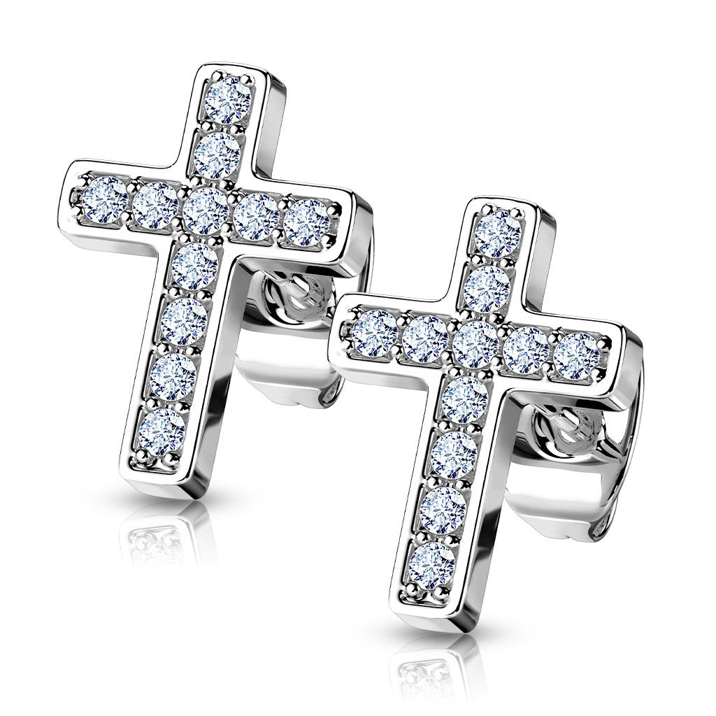 Boucles d’oreilles croix en acier inoxydable
