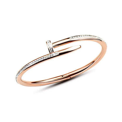Bracelet clou or avec zircons en acier inoxydable