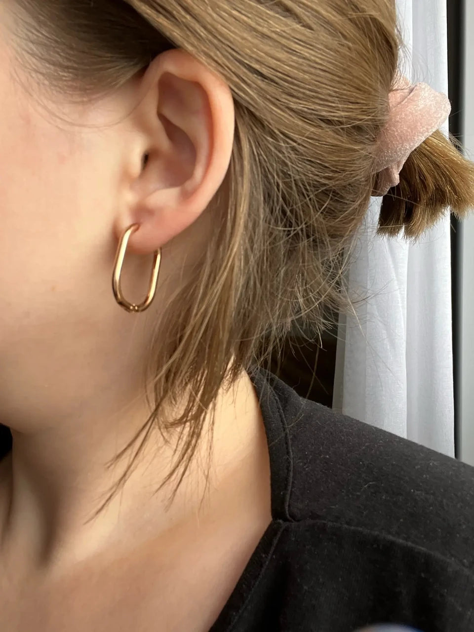 Boucles d’oreilles ovales en acier inoxydable