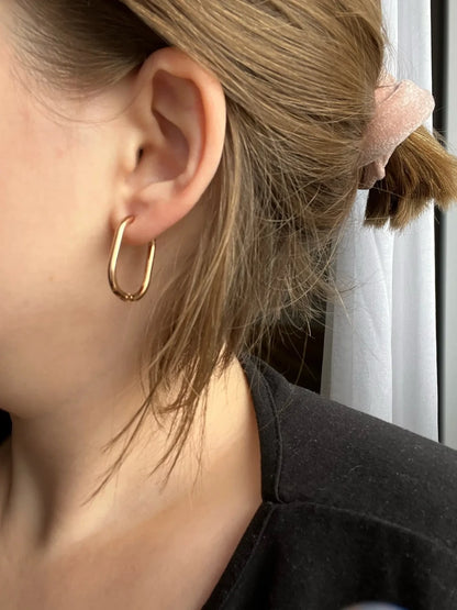 Boucles d’oreilles ovales en acier inoxydable