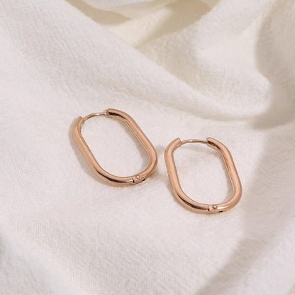 Boucles d’oreilles ovales en acier inoxydable